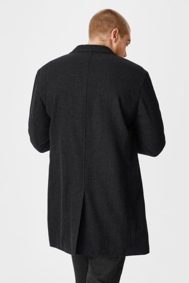 Men - Coat - check - black