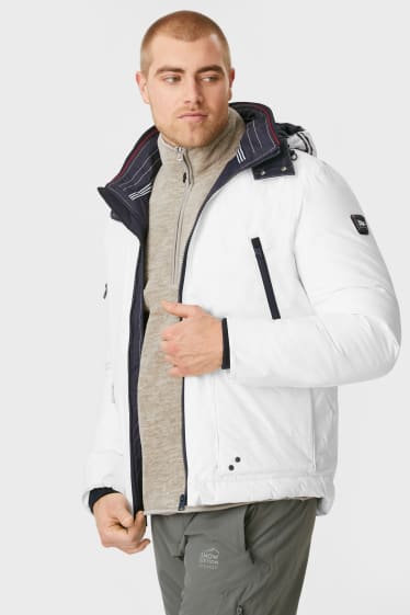 Men - Technical parka with hood - water-repellent - white
