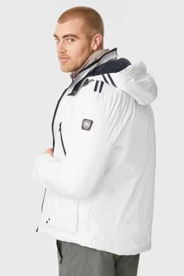 Men - Technical parka with hood - water-repellent - white