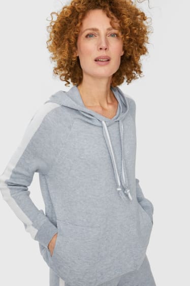 Kobiety - Sweter z kapturem - jasnoszary-melanż