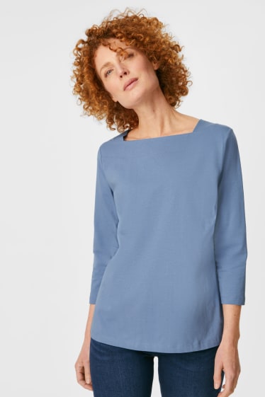 Femei - Tricou cu mânecă lungă - albastru