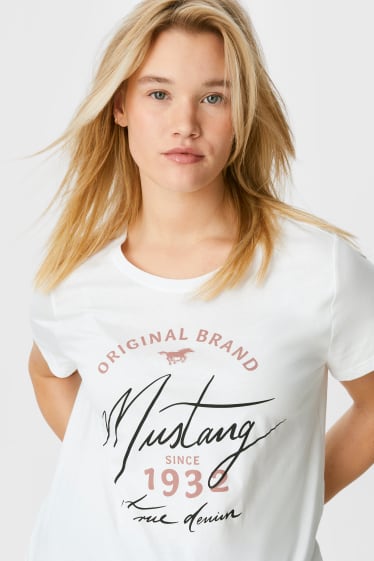 Kobiety - MUSTANG - T-shirt - kremowobiały