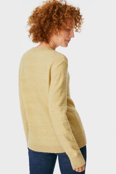Damen - Bouclé-Pullover - gelb