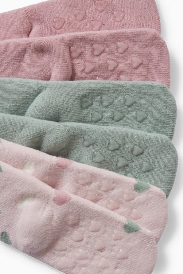 Neonati - Confezione da 3 - calzini antiscivolo neonati - inverno - rosa