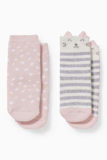 Bébés - Lot de 2 - chaussettes anti-dérapantes pour bébé - rose