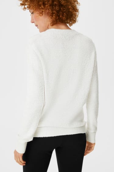Kobiety - Sweter z tkaniny bouclé - biały