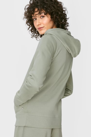 Kobiety - Rozpinana bluza z kapturem - zielony