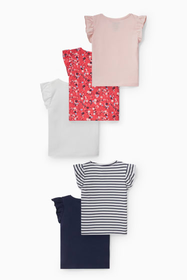 Kinder - Multipack 5er - Kurzarmshirt - weiß / pink