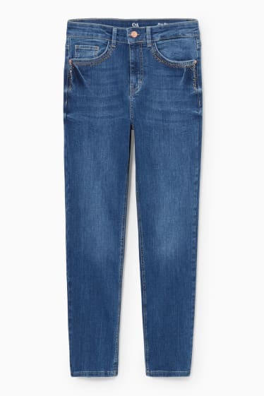 Damen - Slim Jeans - Glanz-Effekt - helljeansblau
