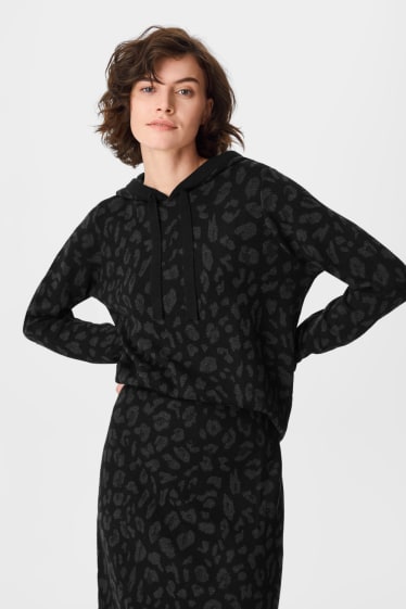 Kobiety - Sweter z kapturem - czarny