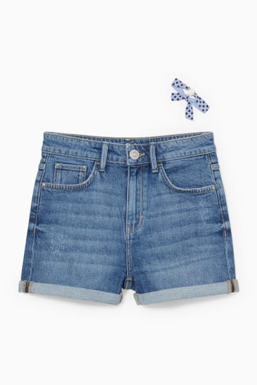 Bambini - Set - shorts di jeans e braccialetto - 2 pezzi - jeans blu