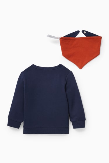 Babies - Looney Tunes - set - baby sweatshirt and reversible triangular scarf - dark blue