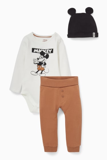 Baby's - Mickey Mouse - baby-outfit - 3-delig - crème wit