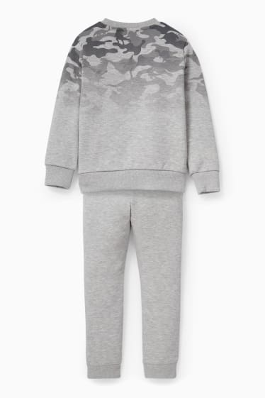 Children - Dinosaur - set - sweatshirt and joggers - 2 piece - light gray-melange