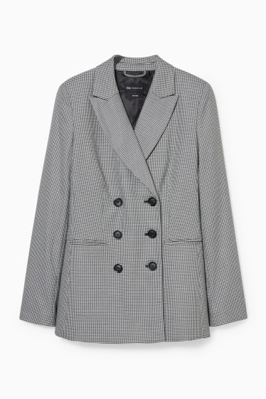 Women - Business blazer with shoulder pads - check - black / white