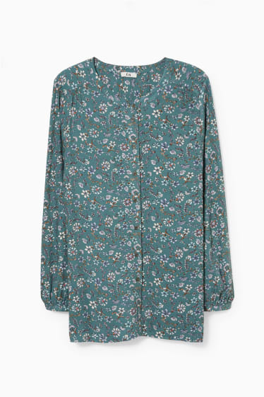Women - Blouse - floral - dark green
