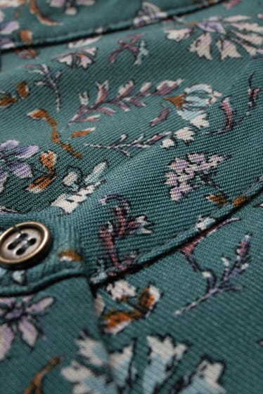 Women - Blouse - floral - dark green