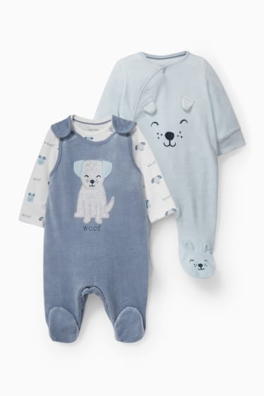 Babies - Set - baby romper, bodysuit and sleepsuit - 3 piece - blue