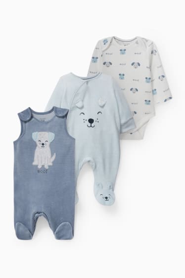 Babies - Set - baby romper, bodysuit and sleepsuit - 3 piece - blue