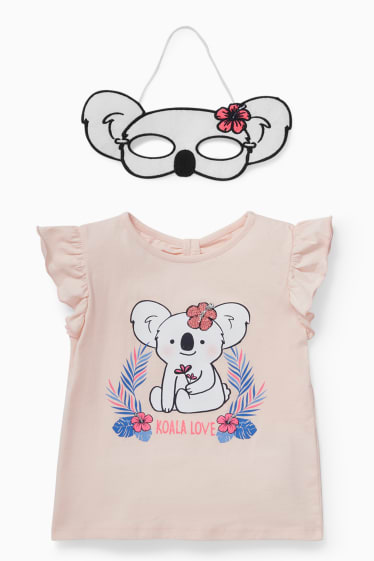 Kinder - Set - Kurzarmshirt und Koalamaske - 2 teilig - rosa