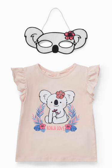 Enfants filles - Ensemble - T-shirt et masque koala - 2 pièces - rose