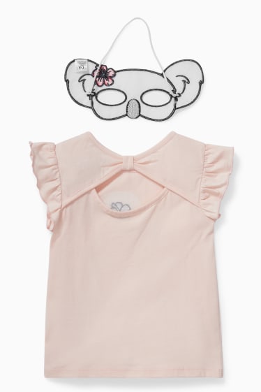 Kinder - Set - Kurzarmshirt und Koalamaske - 2 teilig - rosa