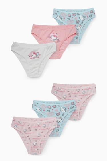 Kinderen - Set van 6 - Hello Kitty - slip - wit / roze