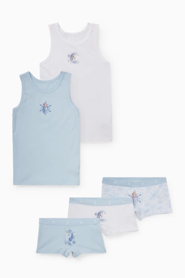 Enfants - La Reine des Neiges - Ensemble - 2 maillots de corps et 3 caleçons - bleu clair