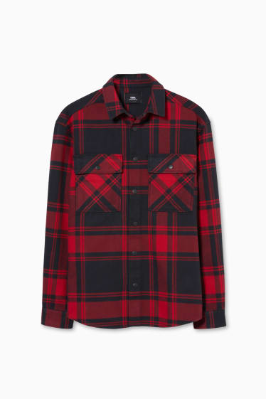Uomo - CLOCKHOUSE - giacca a camicia - quadretti - rosso scuro
