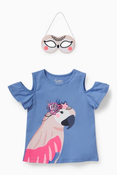 Enfants filles - Ensemble - T-shirt et masque perroquet - 2 pièces - bleu