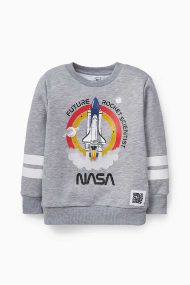 Kinder - NASA - Sweatshirt - Augmented-Reality-Motiv - hellgrau-melange