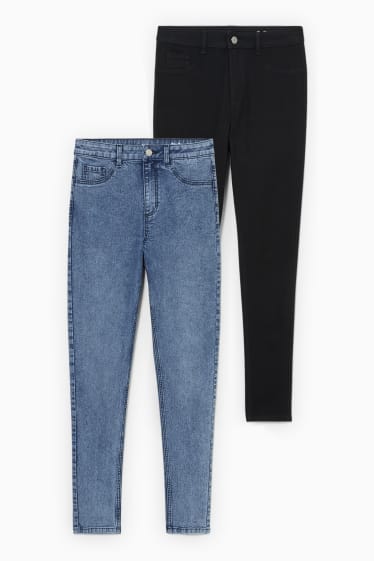 Donna - Confezione da 2 - jegging jeans - a vita alta - jeans grigio-blu