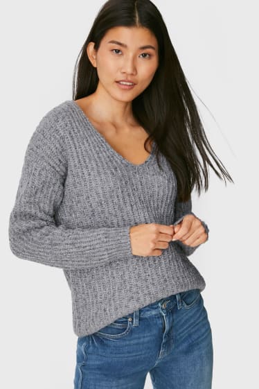 Damen - Pullover - grau-melange