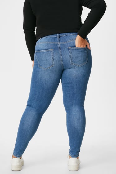 Dospívající a mladí - CLOCKHOUSE - skinny jeans - high waist - džíny - modré
