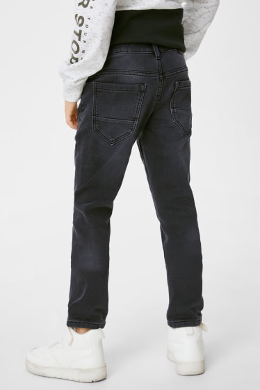 Dzieci - Slim jeans - ocieplane dżinsy - jog denim - dżins-ciemnoszary