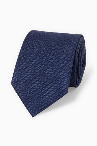 Heren - Zijden stropdas - donkerblauw