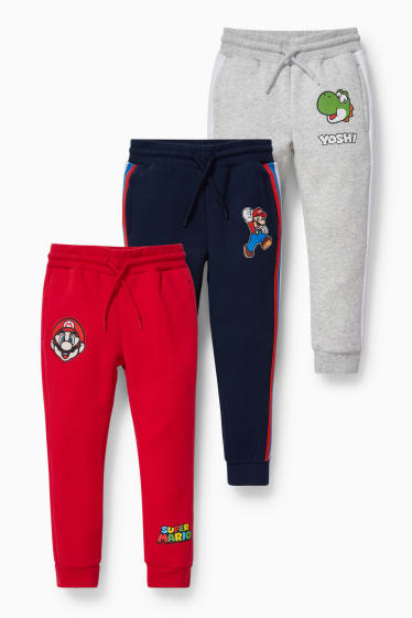 Enfants - Lot de 3 - Super Mario - pantalon de jogging - rouge