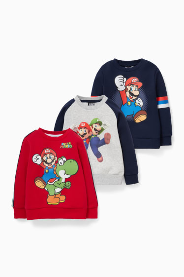 Kinderen - Set van 3 - Super Mario - sweatshirt - rood