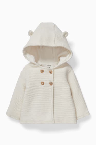 Babies - Baby cardigan with hood - cremewhite