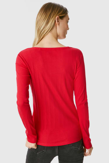 Damen - Basic-Langarmshirt - rot