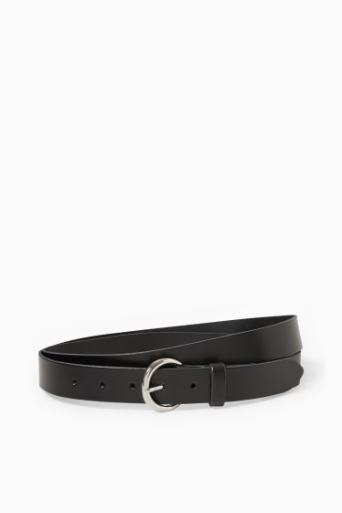 Women - Leather belt - black