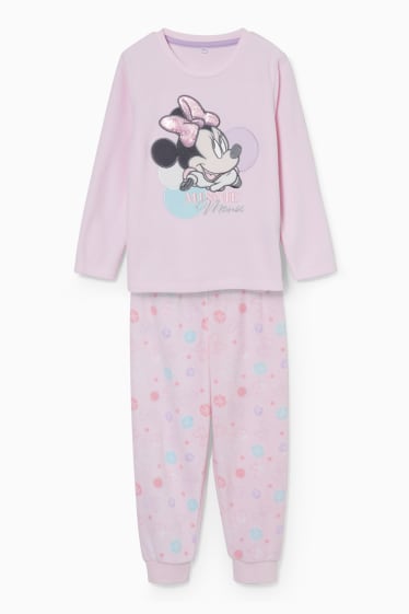 Kinderen - Minnie Mouse - fleece pyjama - glanseffect - roze