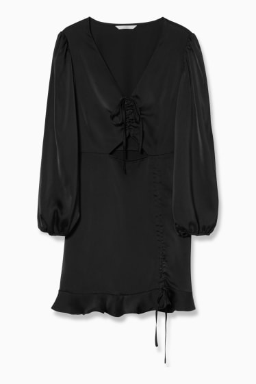 Women - CLOCKHOUSE - satin dress - partywear - black