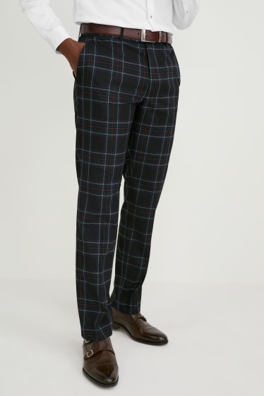 Men - Mix-and-match suit trousers - regular fit - stretch - check - black