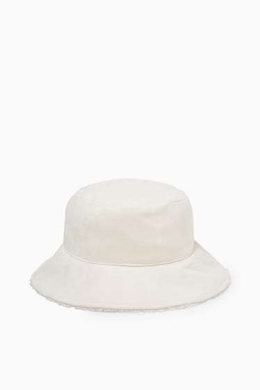 Femei - Pălărie - imitație de piele întoarsă - alb-crem