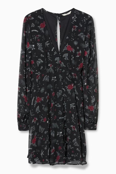 Women - CLOCKHOUSE - chiffon dress - floral - black