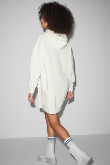 Femei - CLOCKHOUSE - rochie din molton cu glugă - alb-crem