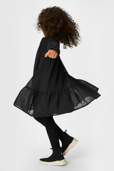Dzieci - Sukienka z szyfonu - efekt połysku - czarny