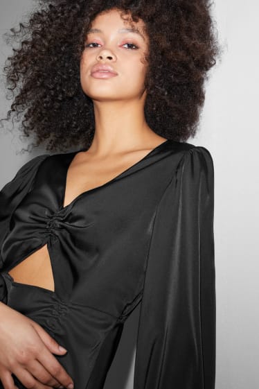 Women - CLOCKHOUSE - satin dress - partywear - black
