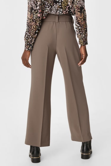 Women - Cloth trousers - wide leg  - gray